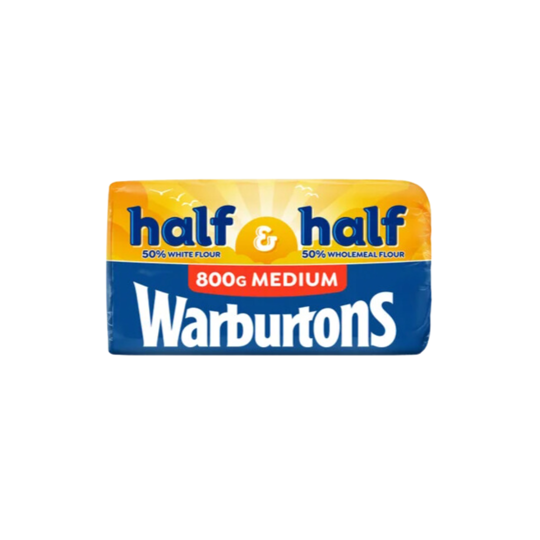 Warburtons Half White Half Wholemeal Medium Bread 800g