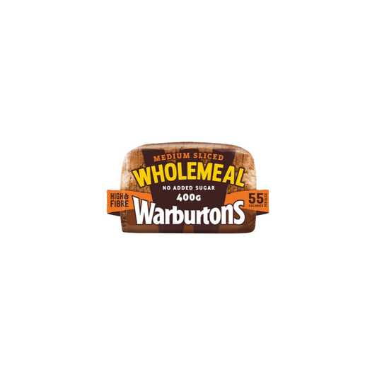 Warburtons Wholemeal Medium Sliced Bread Loaf 400G